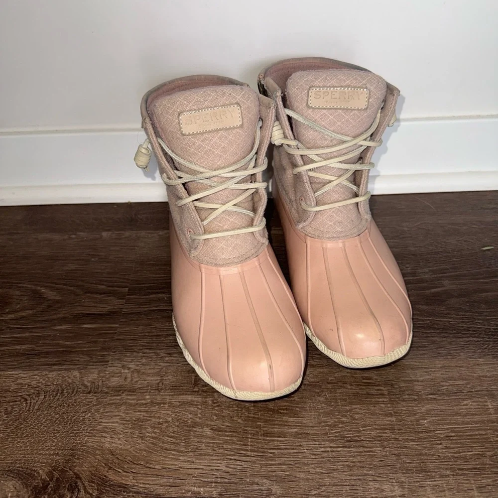 Sperry Blush Pink Womens Lace-Up wool blend Duck Boots size 6.5